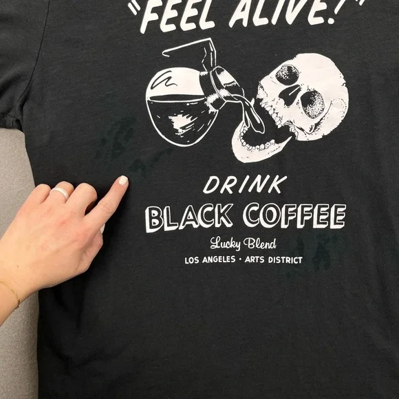 Lucky Brand Men’s Graphic Tee – “Feel Alive. Drink Black Coffee” Size Large - Picture 2 of 10